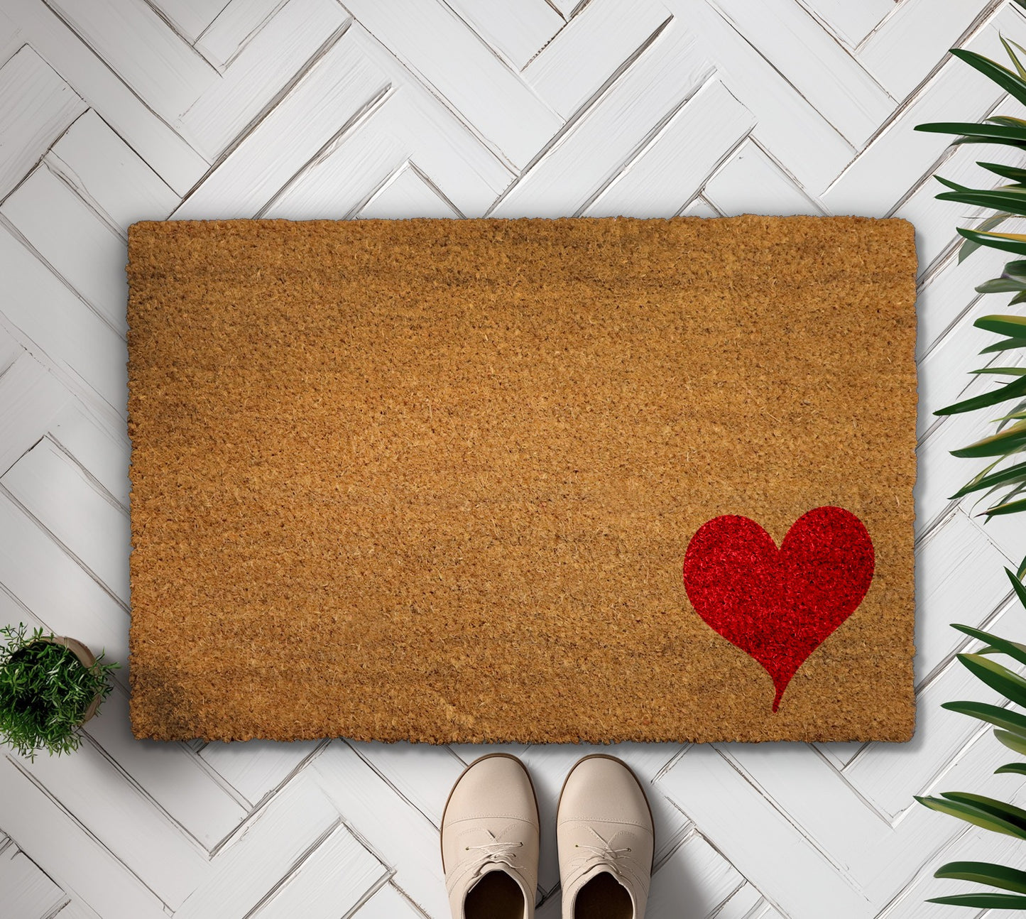 Charming Red Heart Doormat, Sweet Valentine's Day Home Welcome
