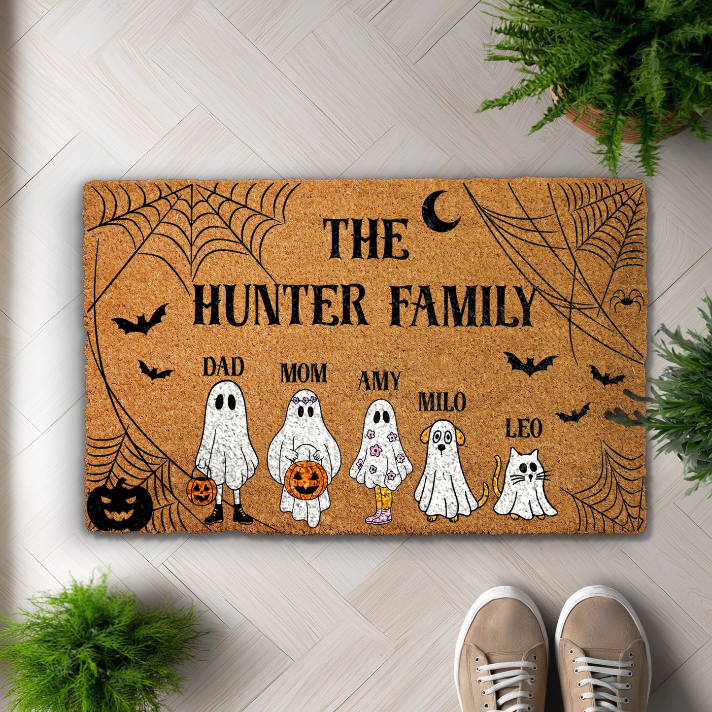 Custom Family Name Welcome Mat, Spooky Halloween Doormat, Fall Decor