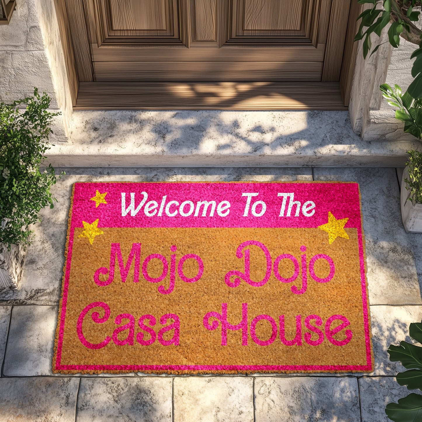 Mojo Dojo Casa: Movie-Inspired Welcome Mat for Funky Front Porch