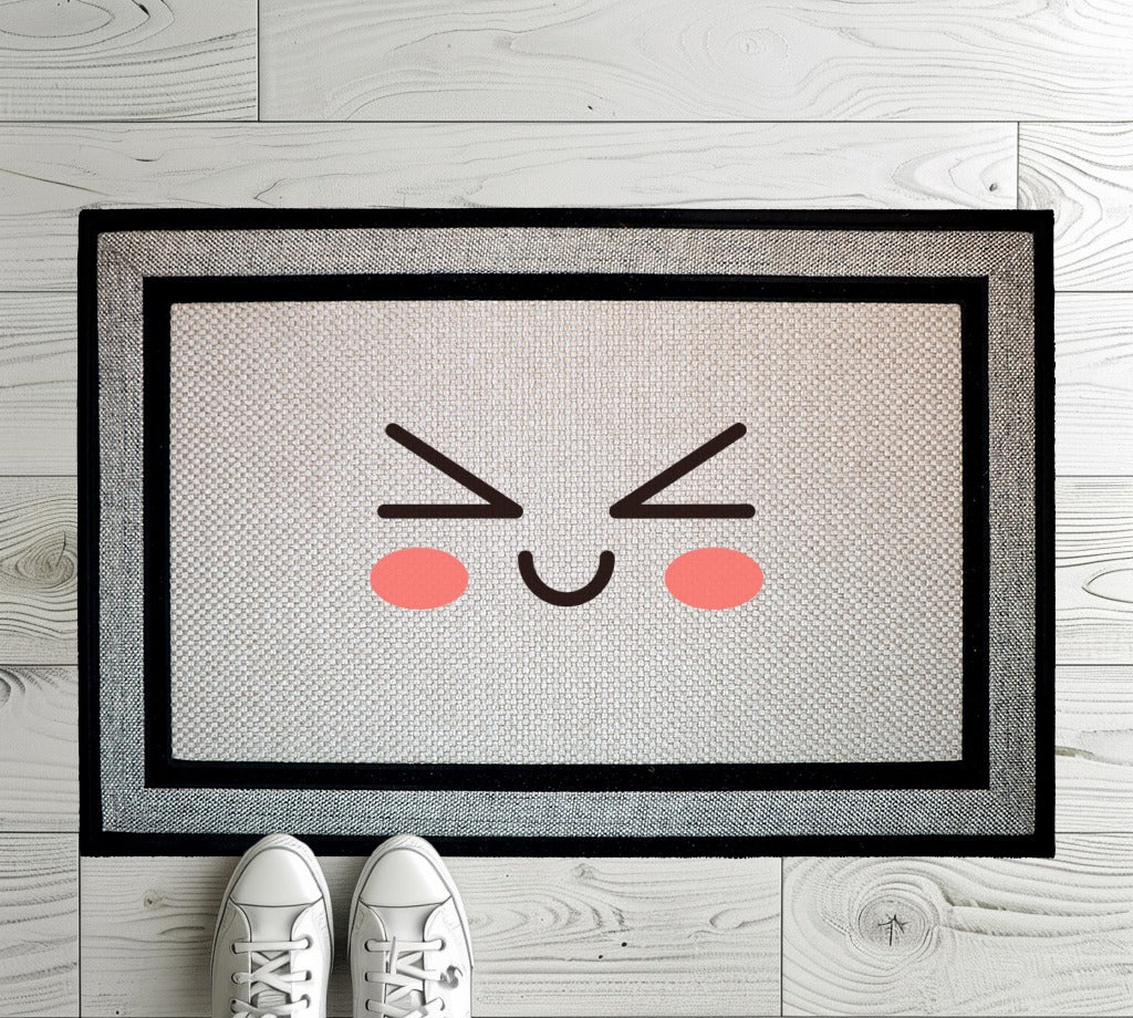 Kawaii Doormat: Smiling Welcome Mat, Emoji Home Decor, Funny Gift