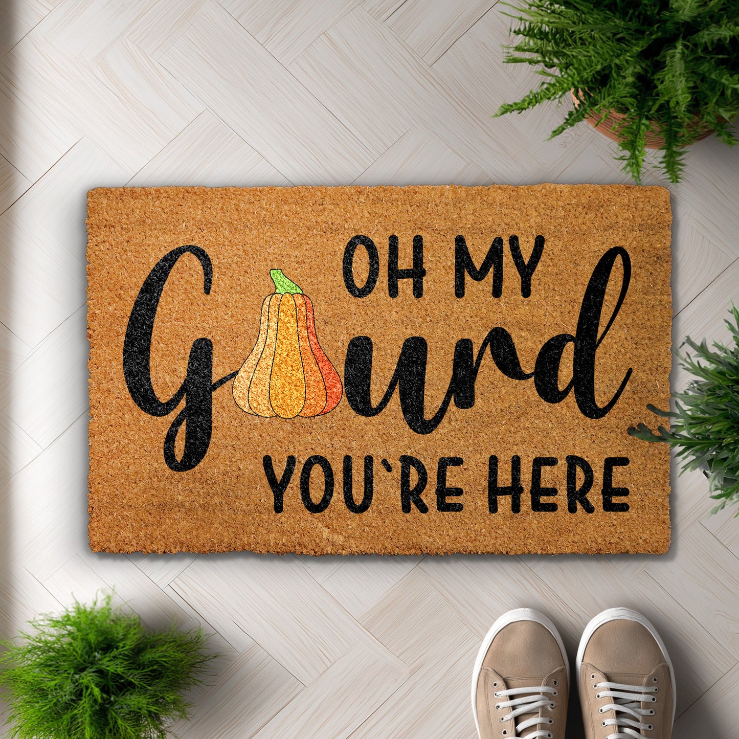 Welcome Fall with our Autumn Coir Doormat, Thanksgiving Front Porch