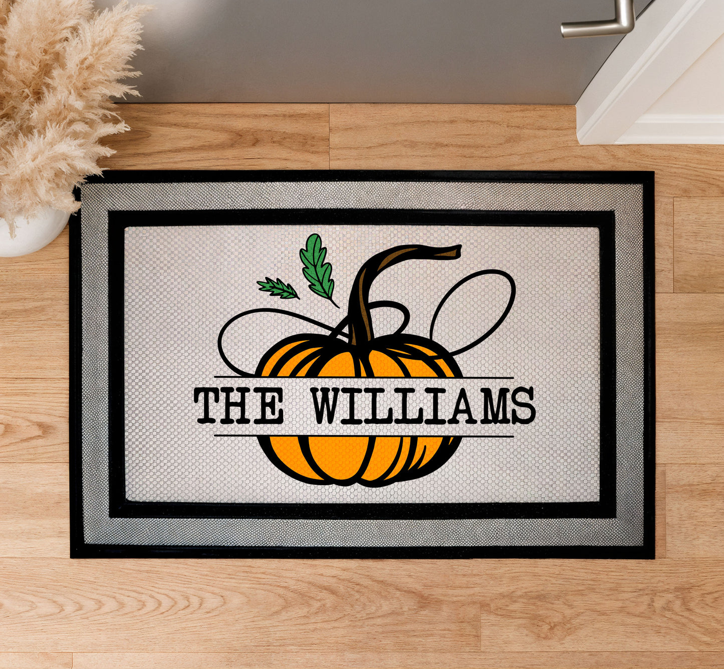 Custom Family Pumpkin Doormat, Autumn Welcome - Fall Porch Decor