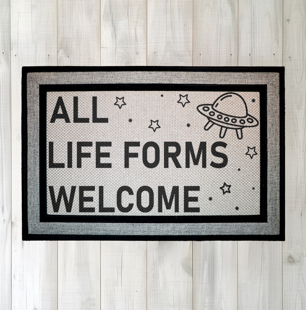 Quirky Sci-Fi Doormat - Welcome All Life Forms Home