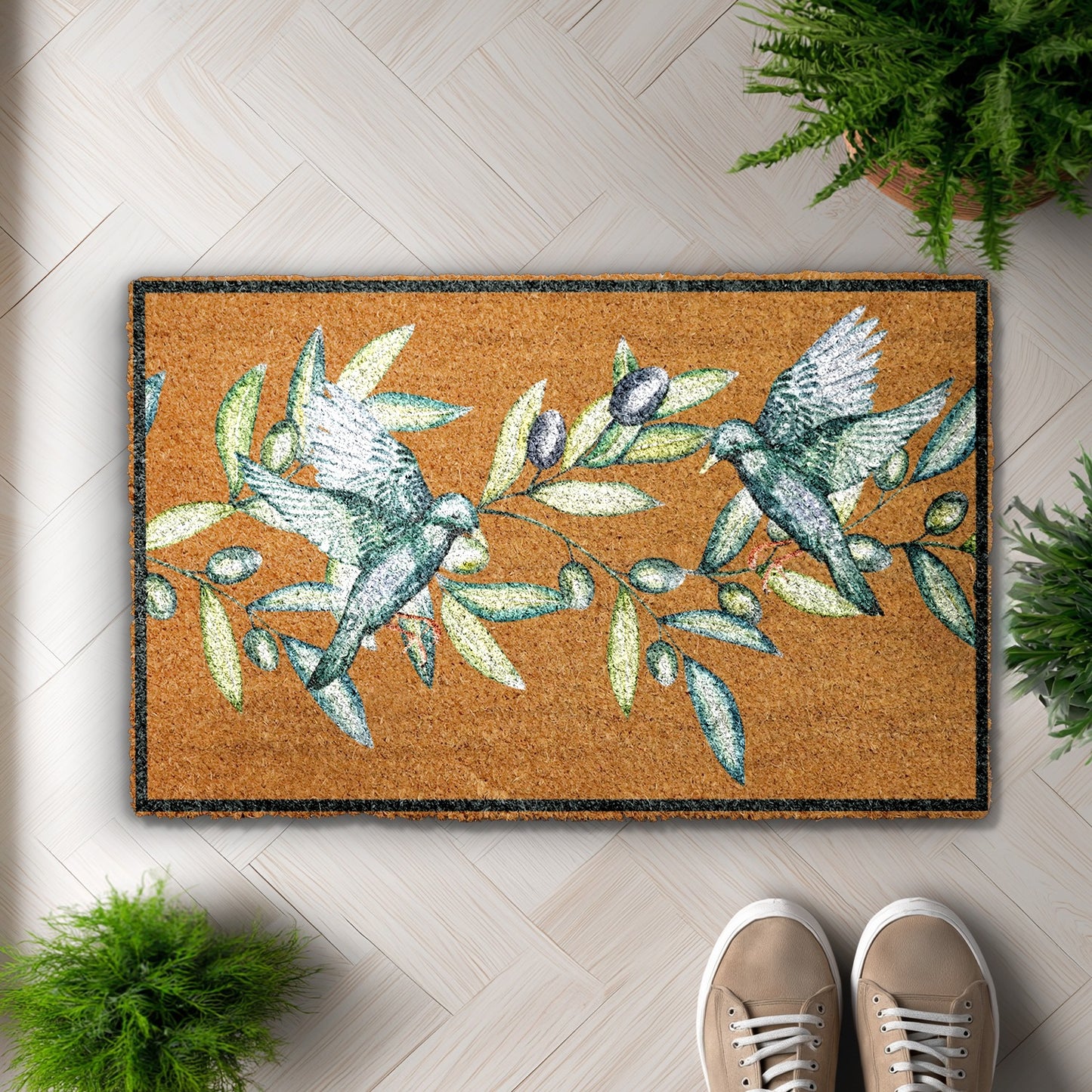 Extend a Peaceful Welcome with Olive Branch & Doves Doormat
