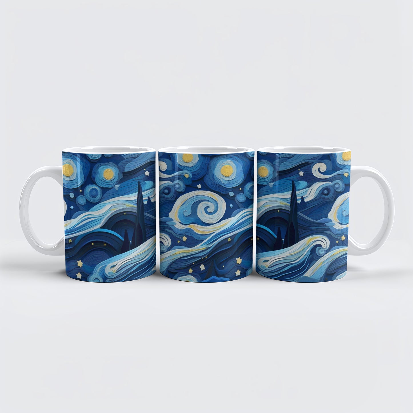 Starry Night Inspired Ceramic Mug, Vibrant Colors, Art Lover Gift