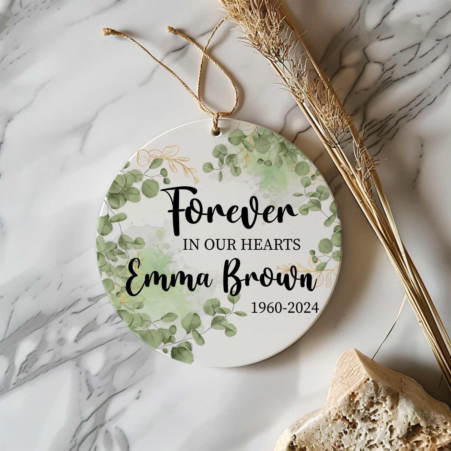 Honor their memory with a personalized ceramic ornament.