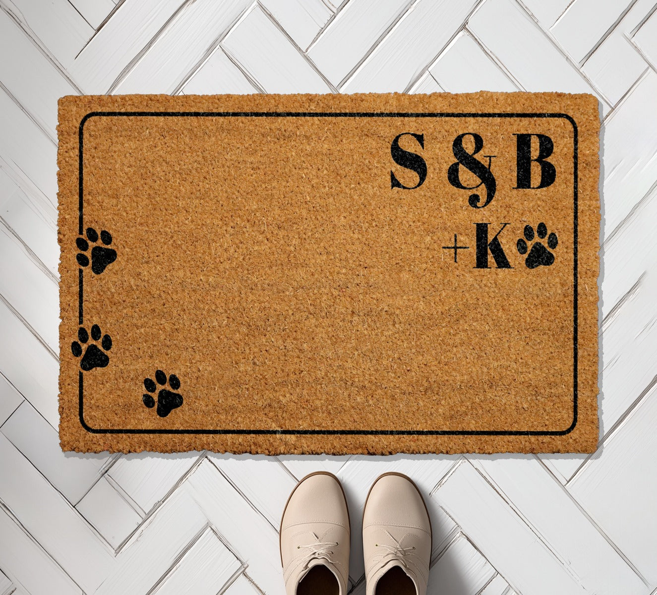 Personalized Couple & Pet Dog Doormat, Custom Dog Lovers Gift