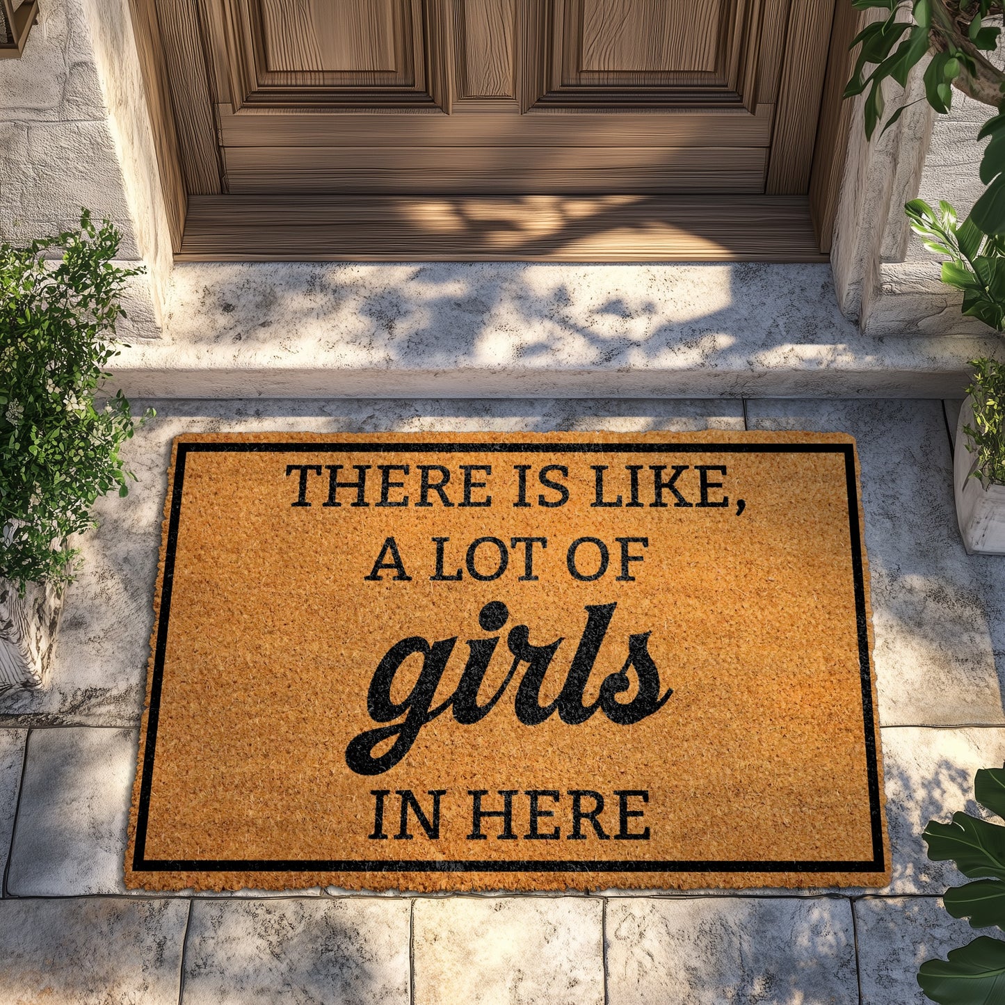 Custom Funny Girls Welcome Mat, Humorous Housewarming Entrance Gift