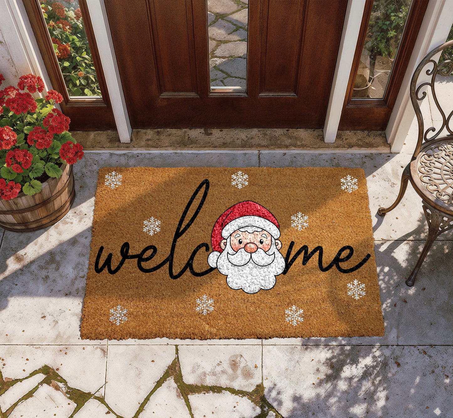 Cheerful Santa Doormat: Festive Entry Decor & Adorable Housewarming Gift