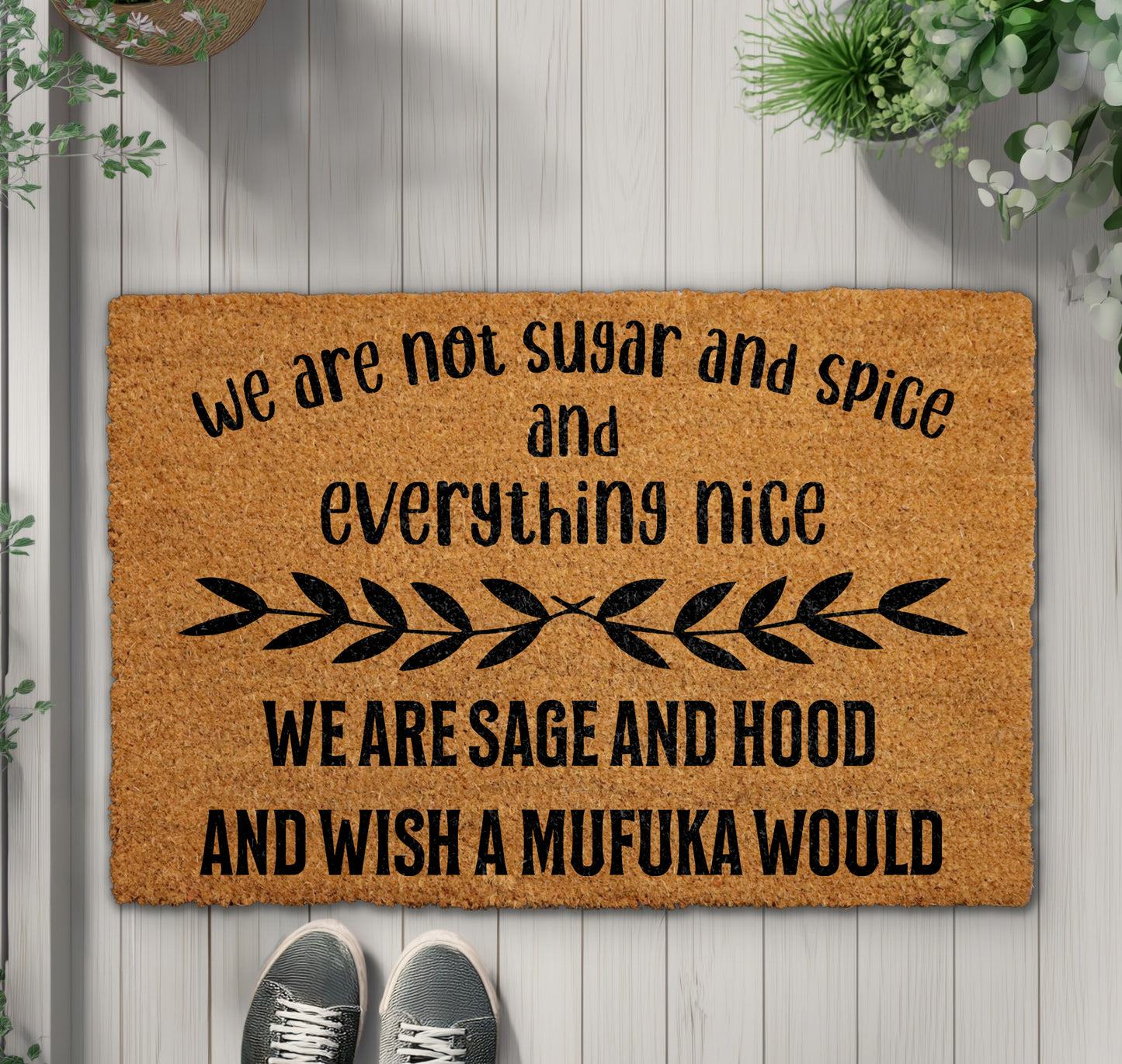 Sage and Hood Doormat: Witchy Vibes Home Decor, Funny Welcome Mat