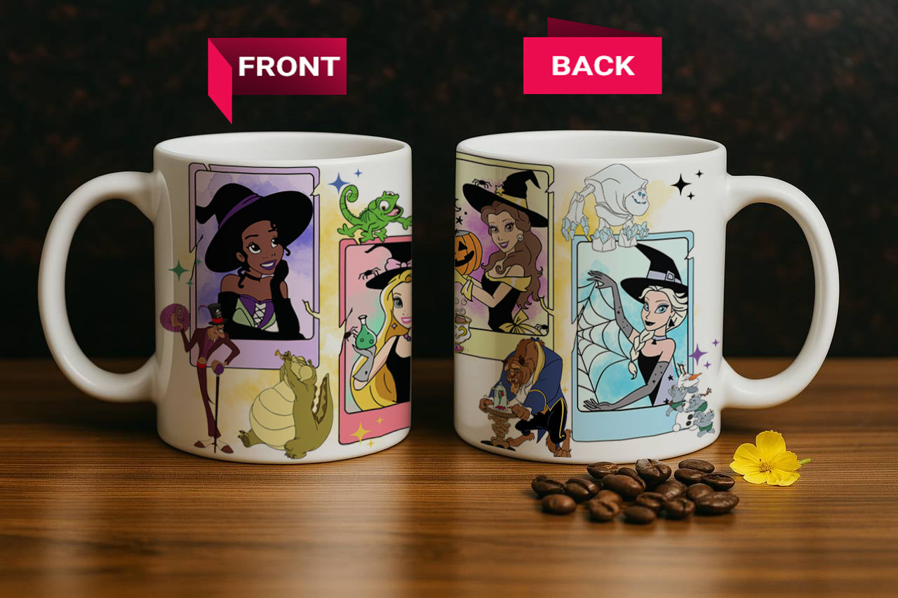 Magic Kingdom Disney Princess Ceramic Mug, Perfect Disneyland Spooky Season Gift.