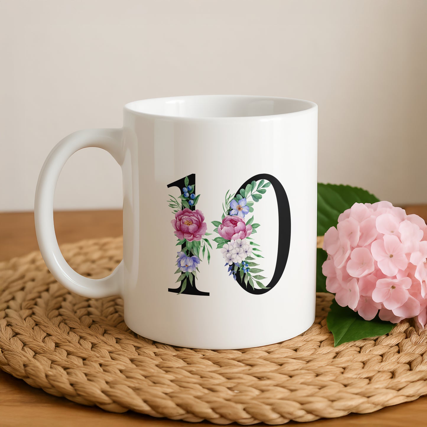 Floral Initials Monogram Mug: Aesthetic Ceramic Cup for Daily Use