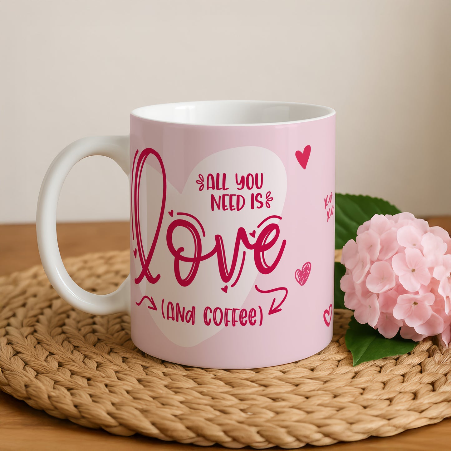 Pink Xoxo Ceramic Mug, Perfect Valentine's Day Gift for Coffee Lovers