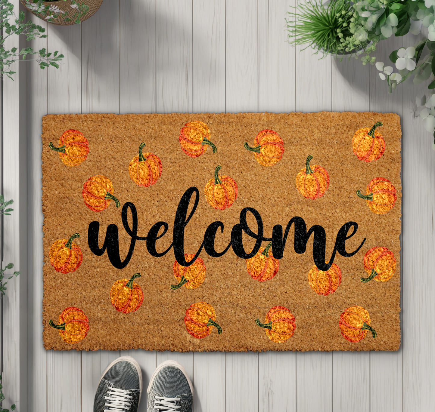 Harvest Welcome Mat: Pumpkin Pattern for Your Autumn Home