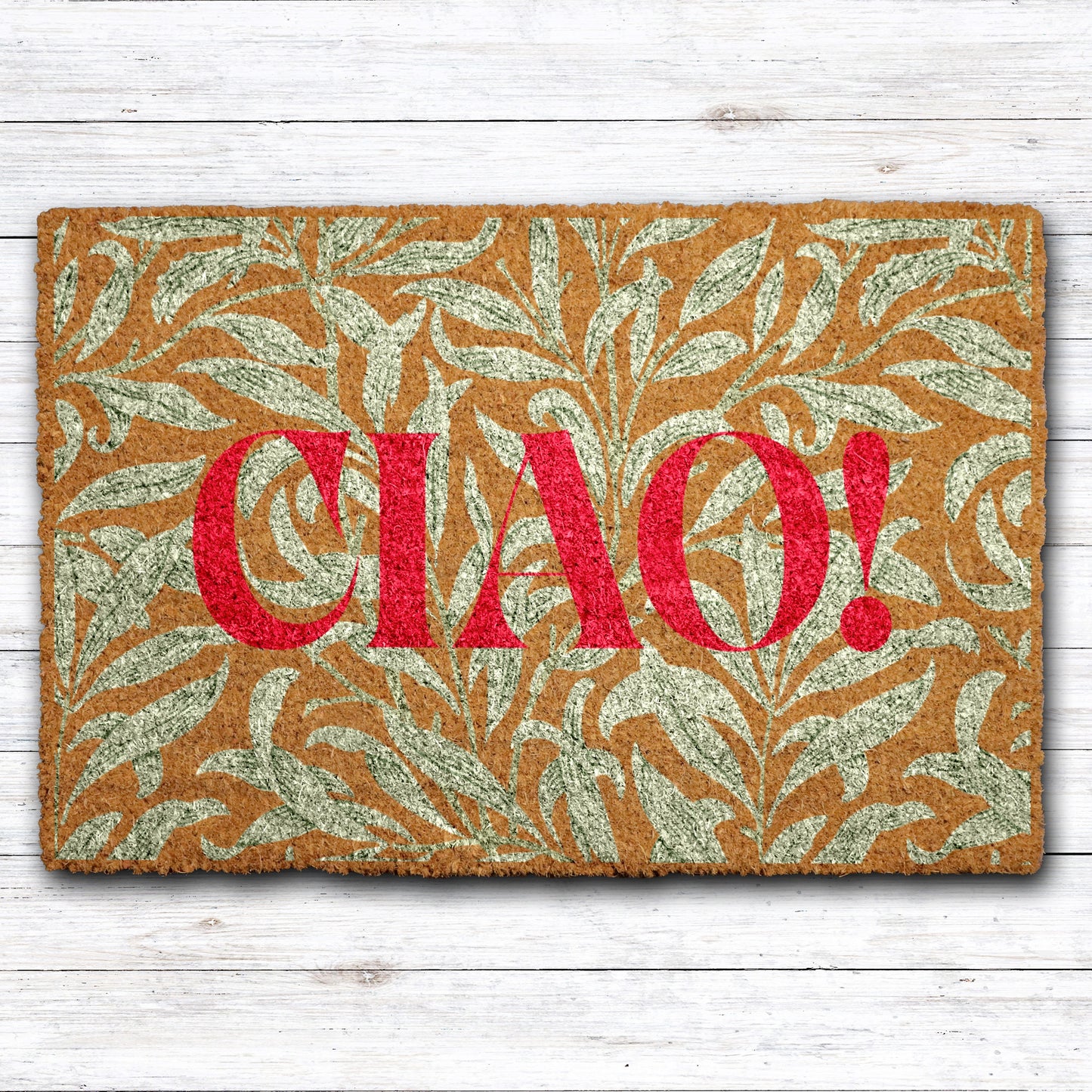 Italian Welcome Mat, Modern Leaf Pattern Hello Doormat, Housewarming Gift