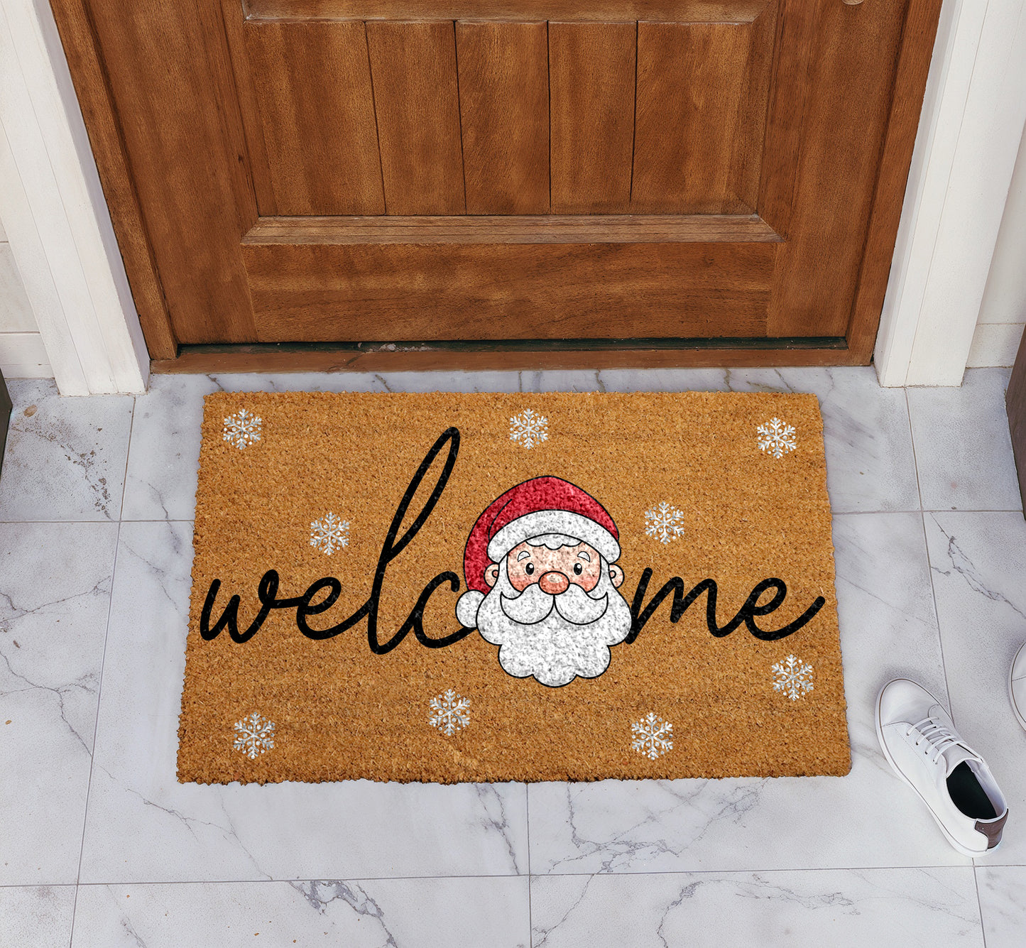 Cheerful Santa Doormat: Festive Entry Decor & Adorable Housewarming Gift