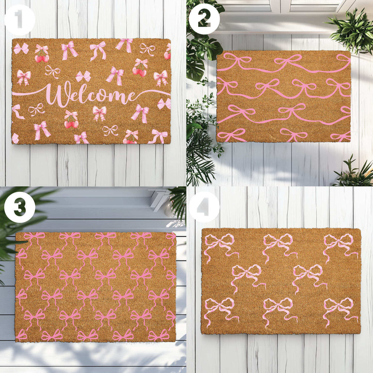 Charming Bow Doormat for Newlywed Home Decor, Cute Outdoor Rug