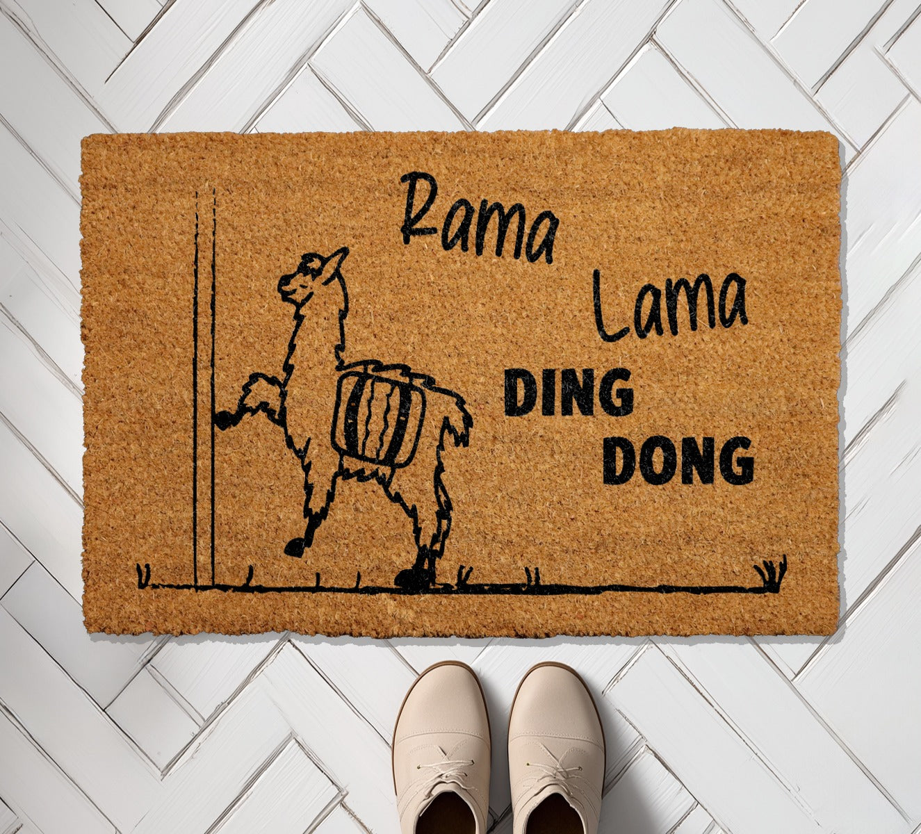 Whimsical Llama Doormat: Song Lyrics Welcome Mat, Humorous Housewarming Gift