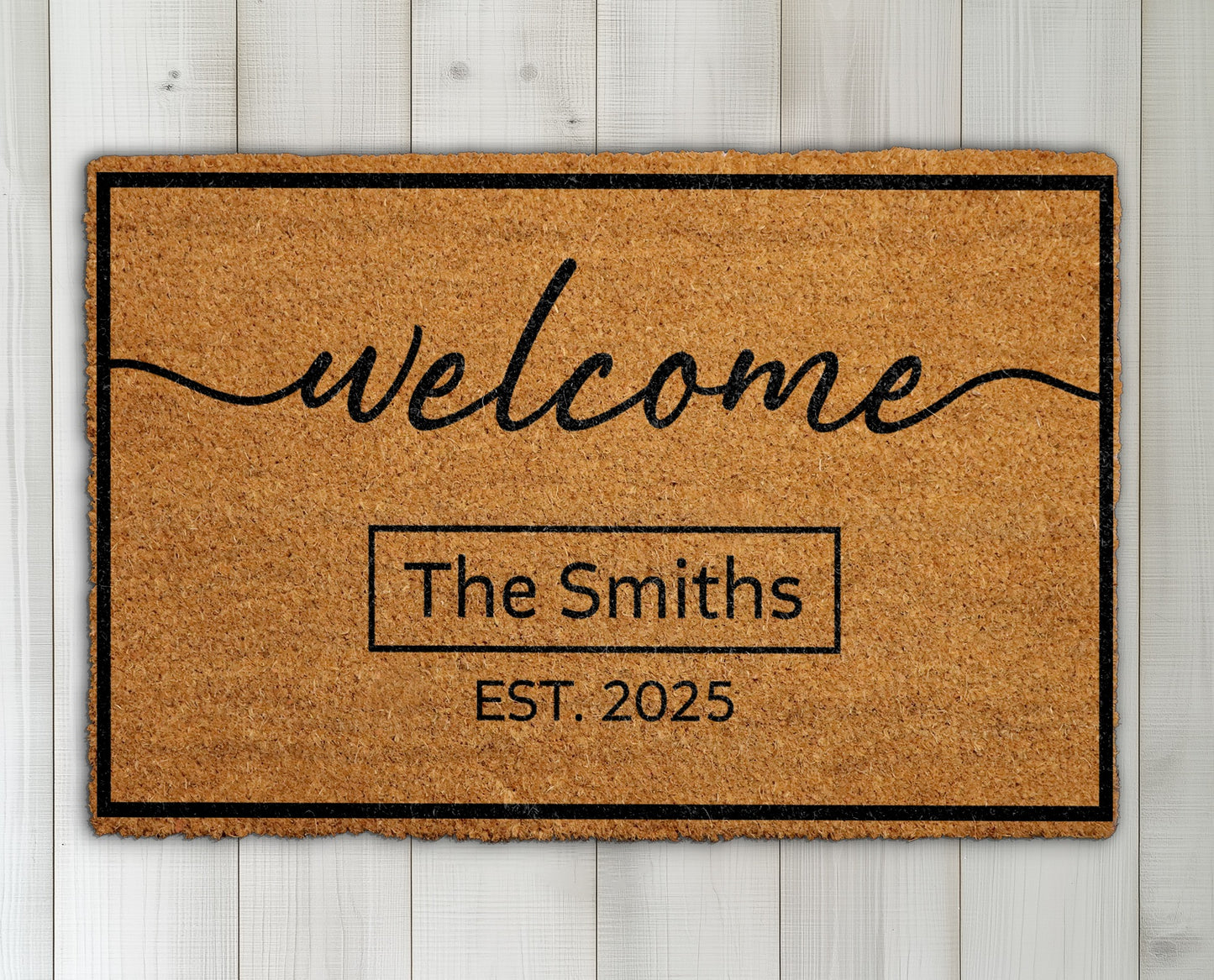 Personalized Family Welcome Doormat, Established Date, Front Porch Decor