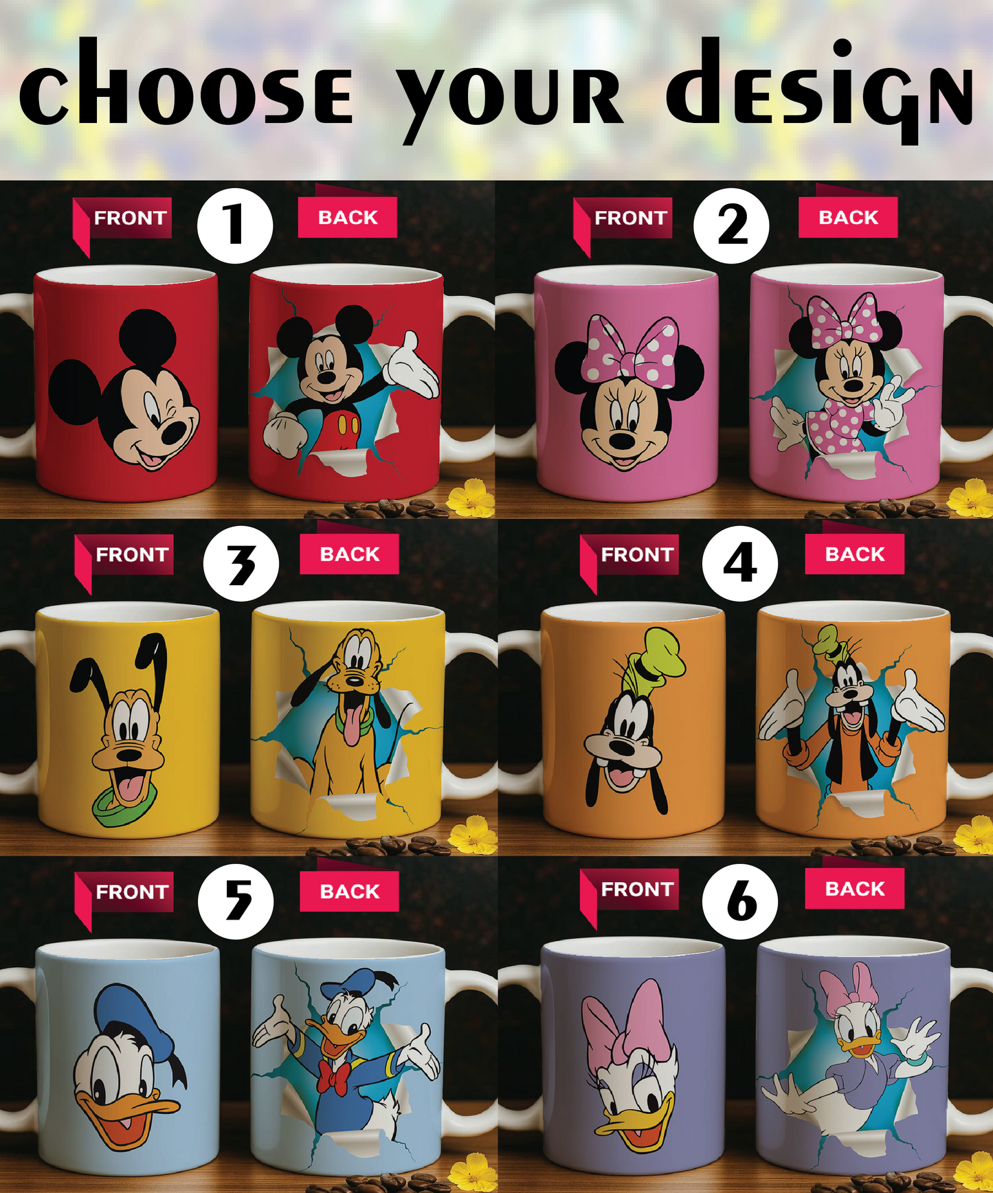 Colorful Mickey And Friends Group Ceramic Mug, Perfect Disney Family Gift