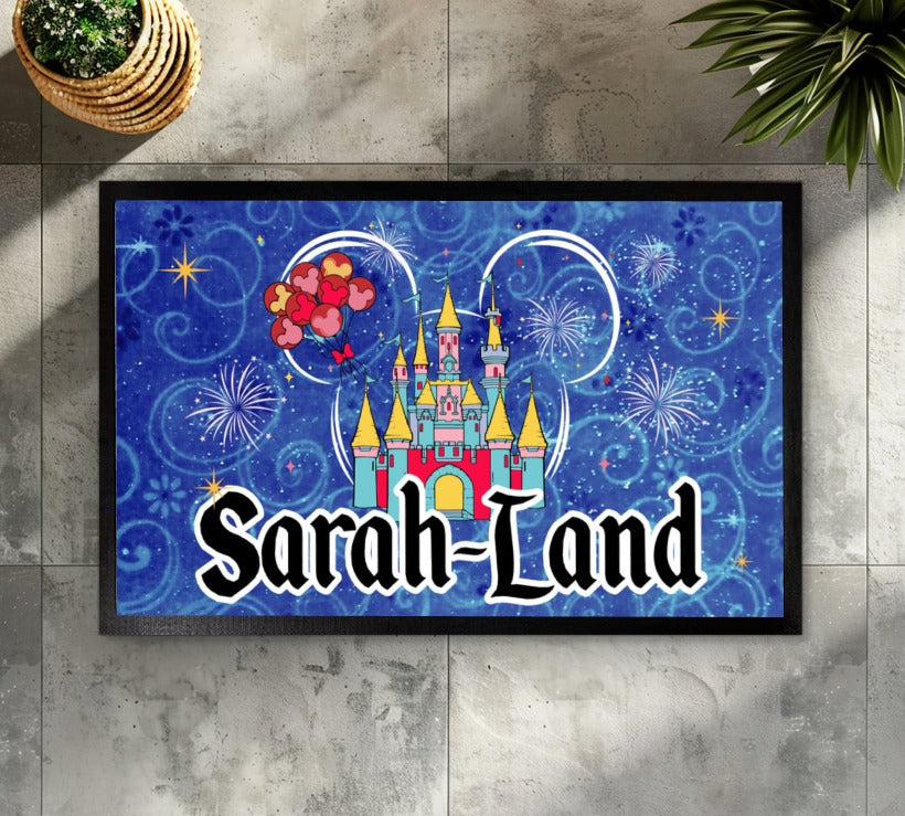 Create a magical entrance with Personalized Disneyland Kids Room Doormat.