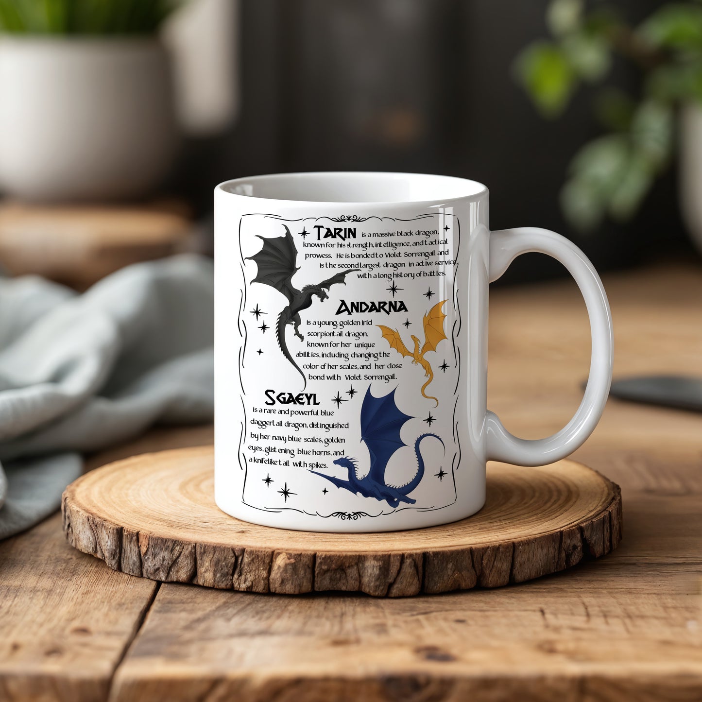 Unique Dragon Trio Ceramic Fantasy Mug, Ideal Gift for Readers