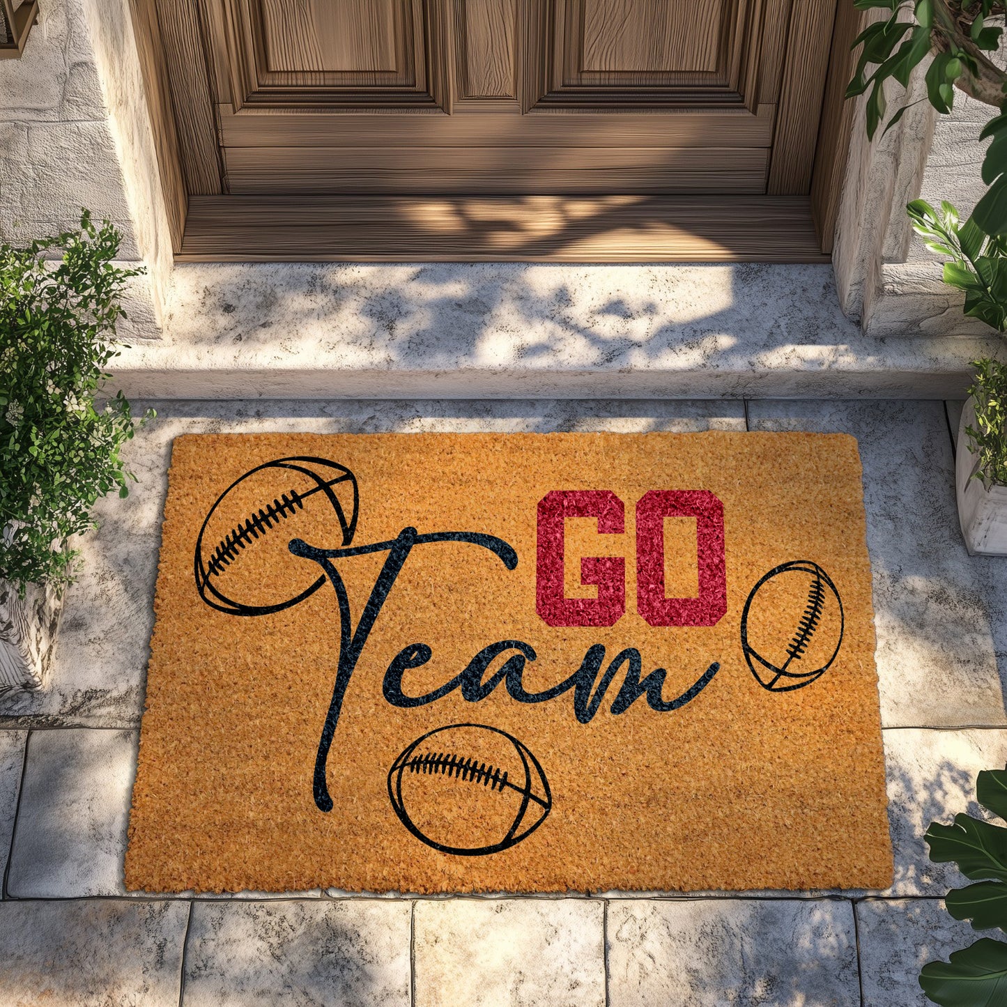 Personalized Football Doormat, Team Colors Fan Gift, Game-day Porch Rug