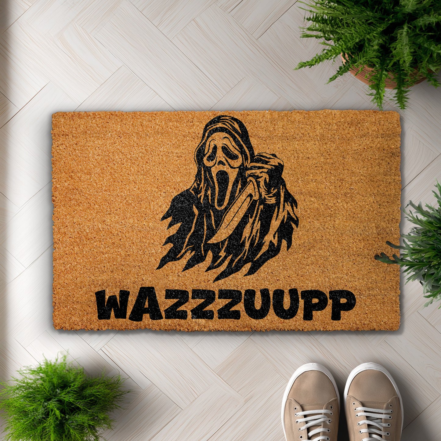 Ghostface Entrance Rug, Spooky Halloween Doormat, Scary Movie Welcome Mat
