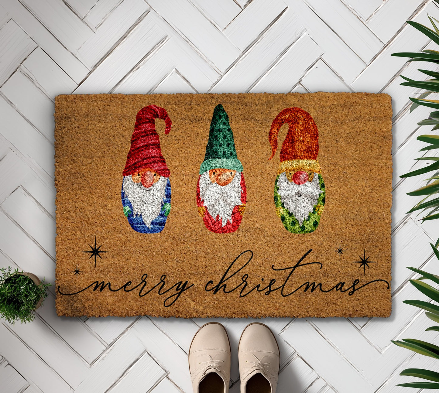 Festive Gnome Doormat, Cheerful Holiday Welcome Mat for Xmas