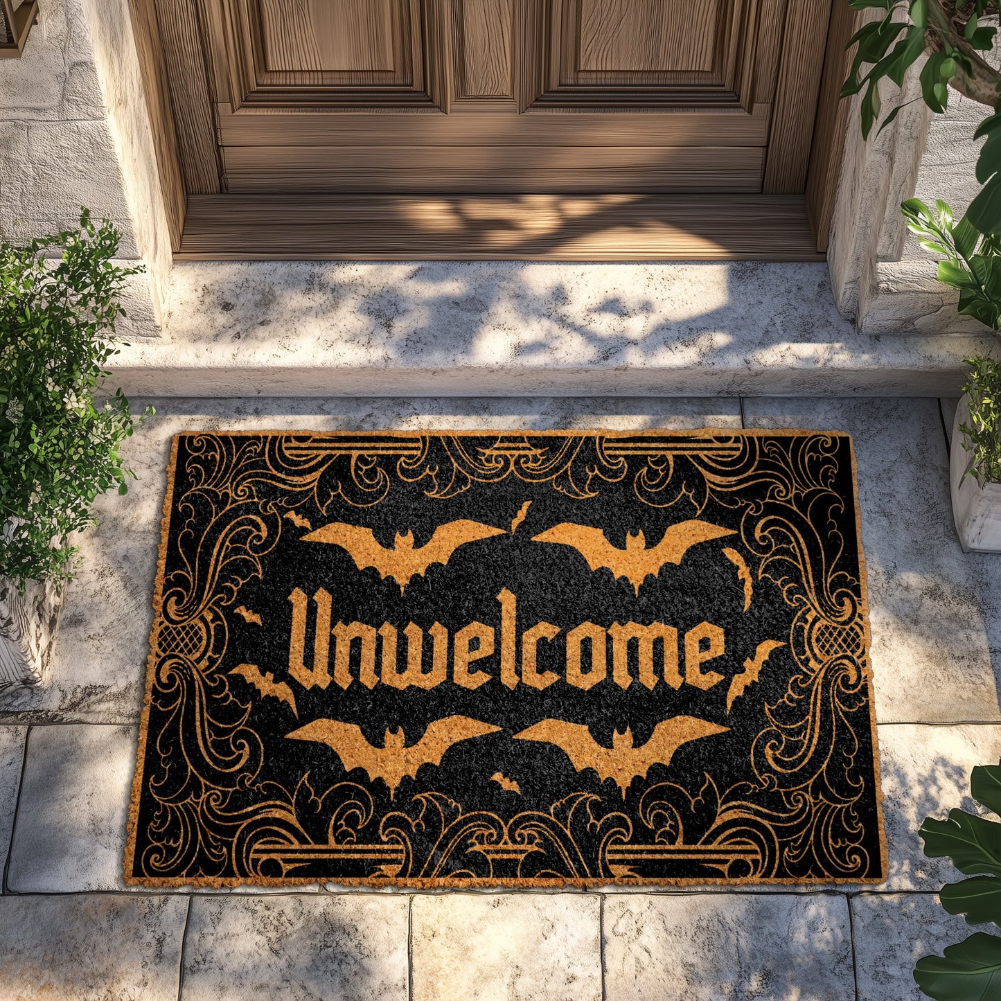 Spooky Season Welcome: Unwelcome Bat Doormat for Fall Front Porch