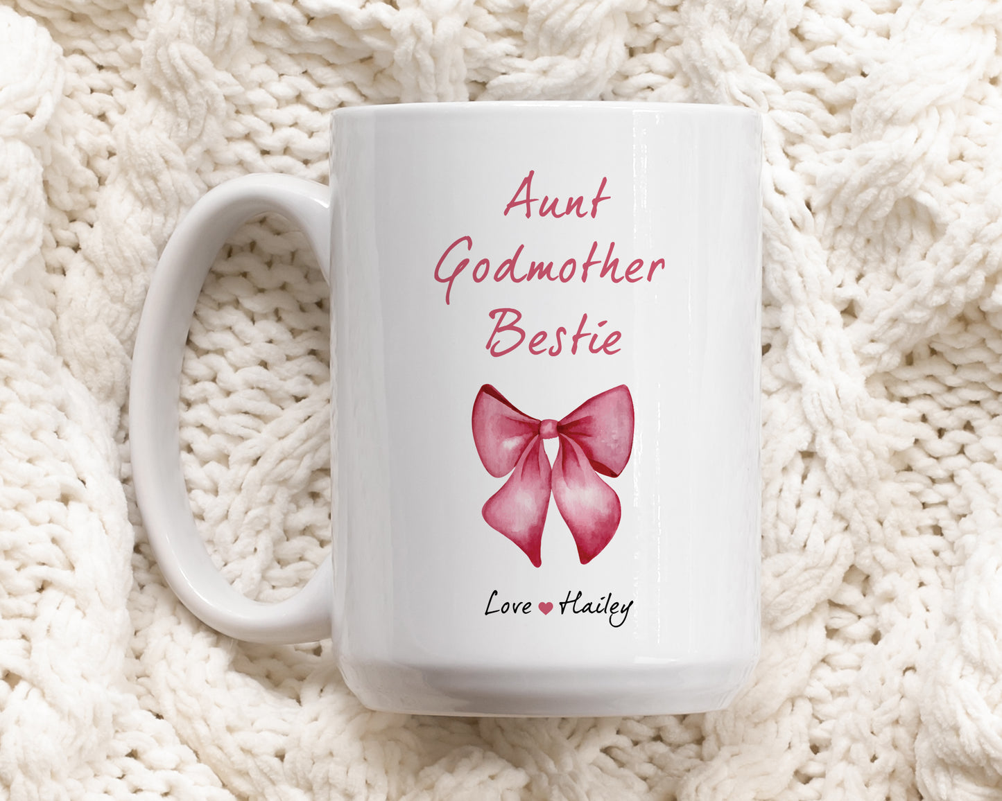 Personalized Godmother Proposal Ceramic Mug, Coquette Auntie Gift Drinkware