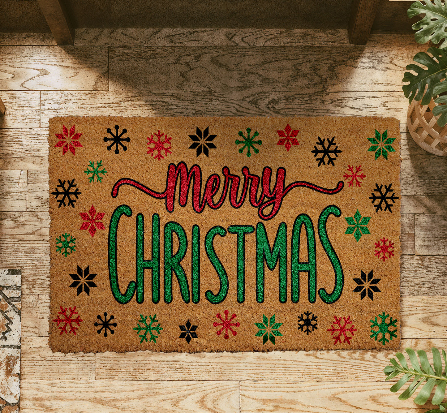 Snowflake Merry Xmas Doormat, Winter Home Entrance Decor, Housewarming Gift