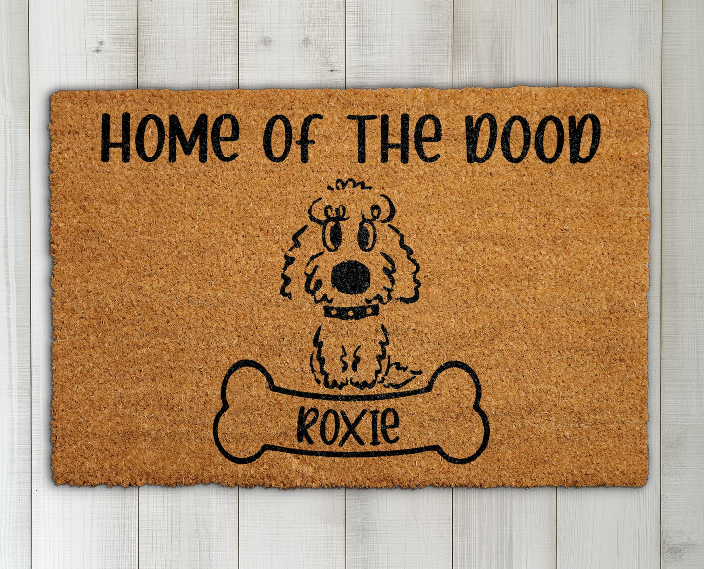 Personalized Doodle Dog Welcome Mat, Funny Goldendoodle Floormat for Porch