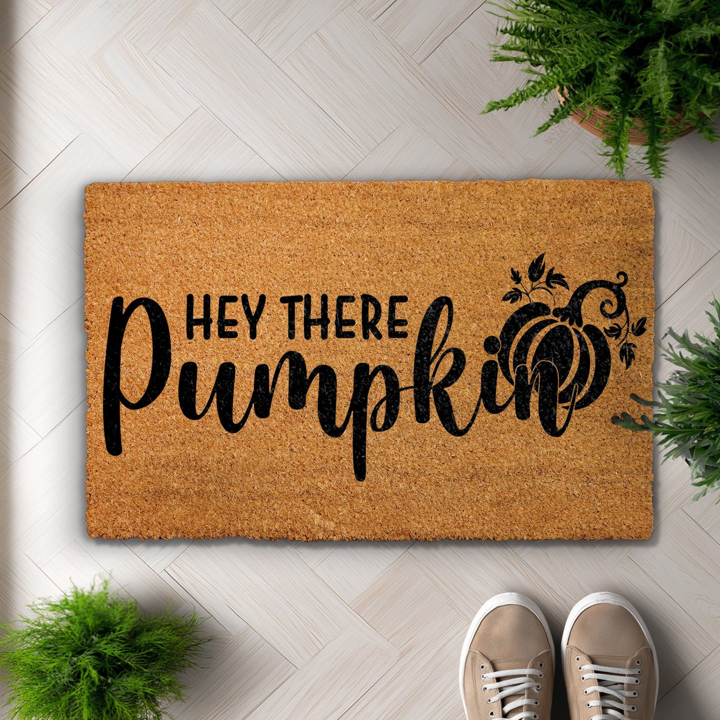 Welcome Fall with Harvest Season Porch Doormat, Thanksgiving Gift