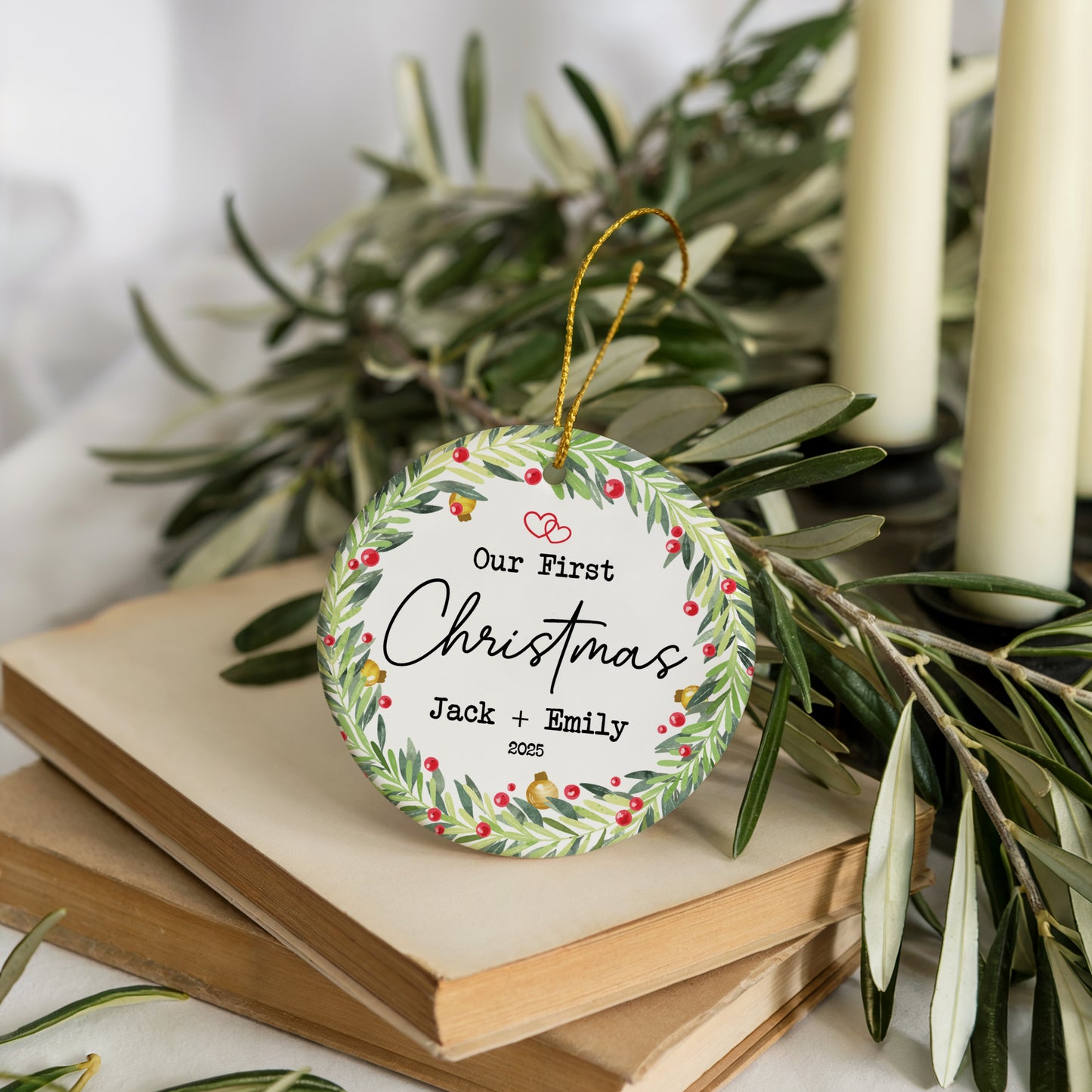Celebrate Together with Personalized Ceramic Couple Christmas Ornament