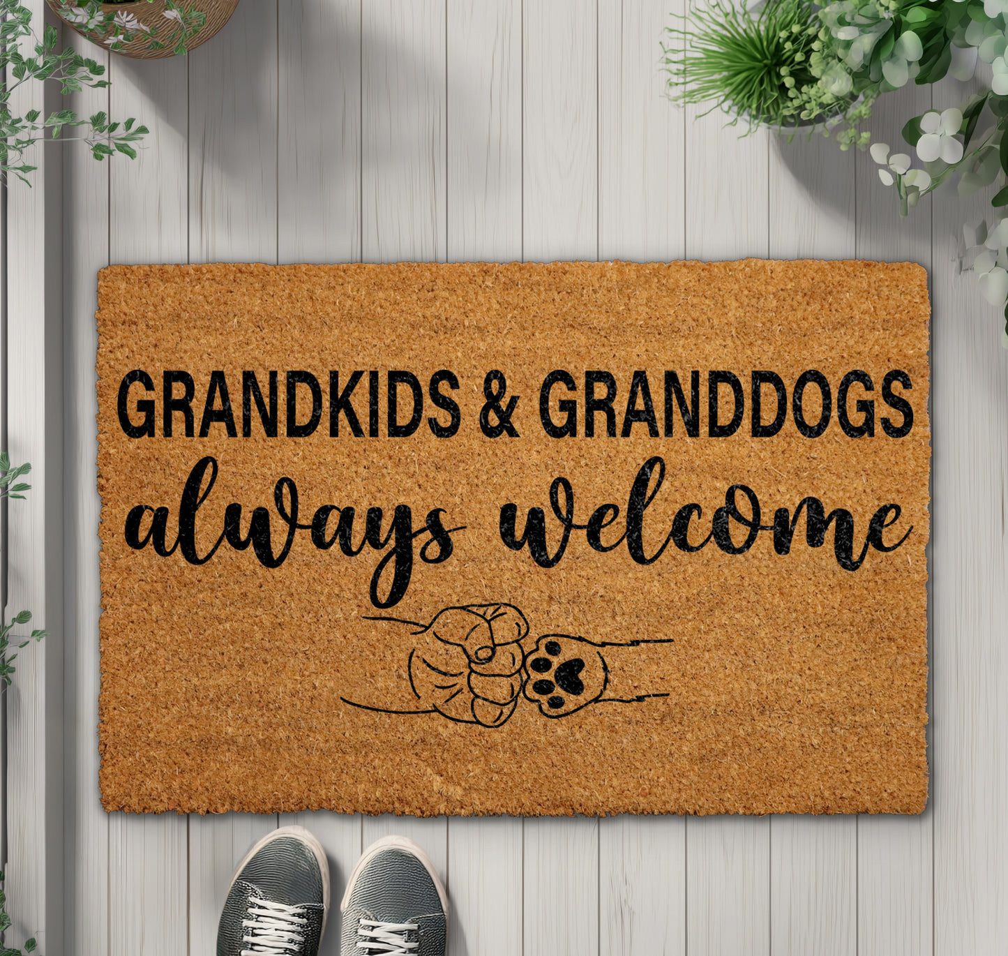 Grandkids & Granddogs Welcome Mat, Perfect Gift for Dog-Loving Grandparents