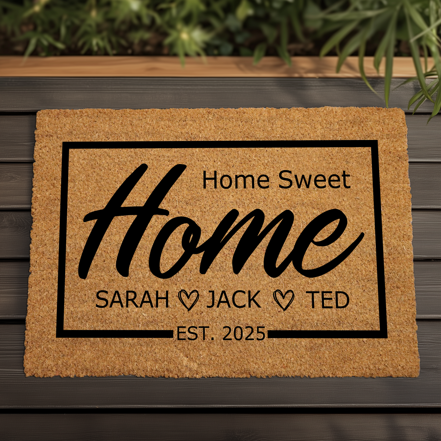 Personalized "Home Sweet Home" Coir Doormat, Custom Family Name Welcome Mat