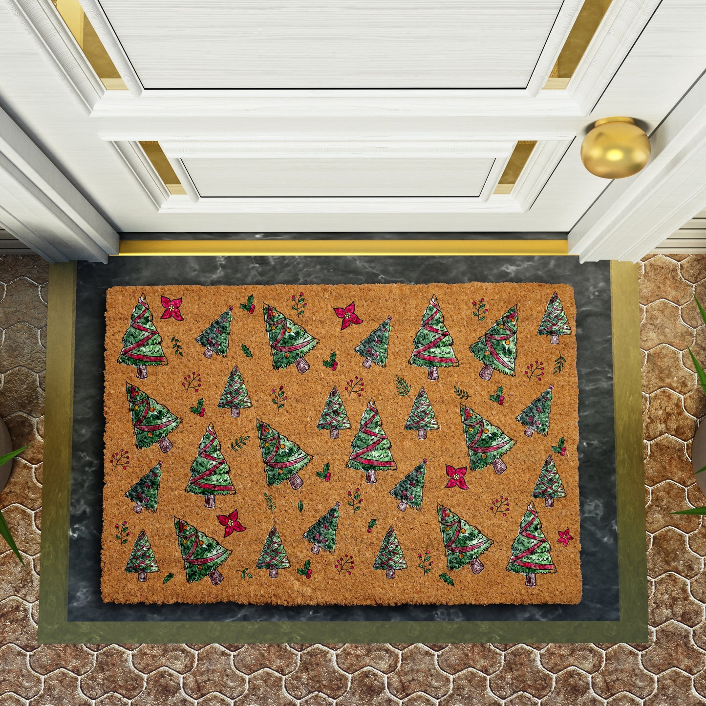 Festive Holiday Welcome Mat, Winter Housewarming Decor for Your Home
