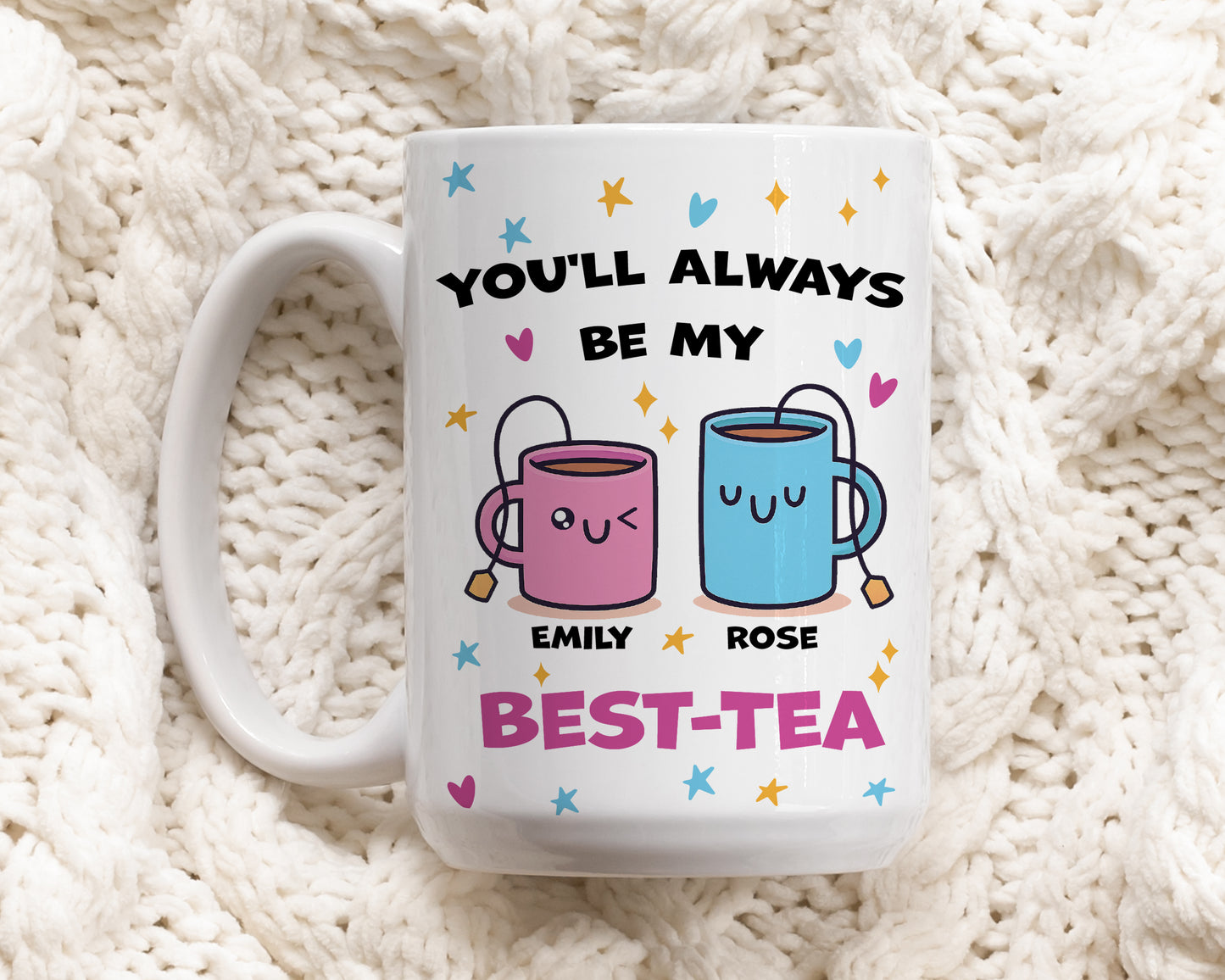 BFF Ceramic Mug, Friendship Tea Cup, Cute Bestie Gift