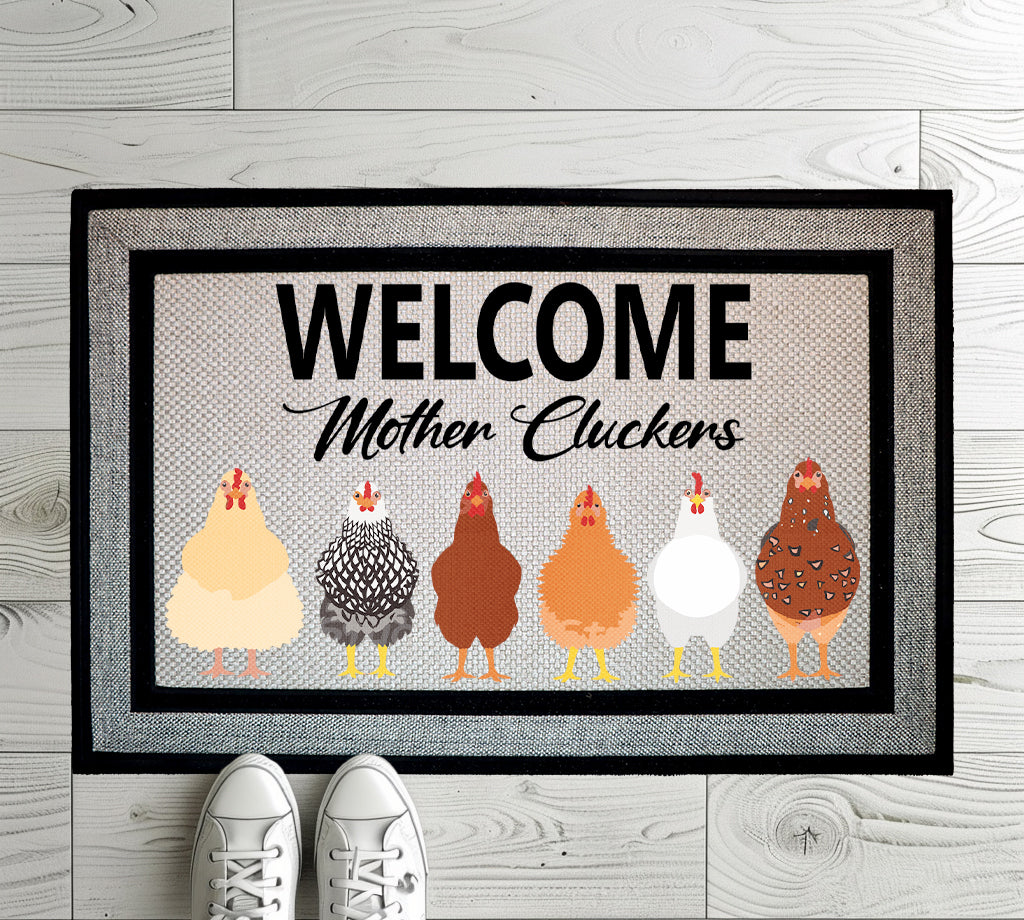 Mother Cluckers Welcome Mat: Rustic Farmhouse Decor for Poultry Lovers
