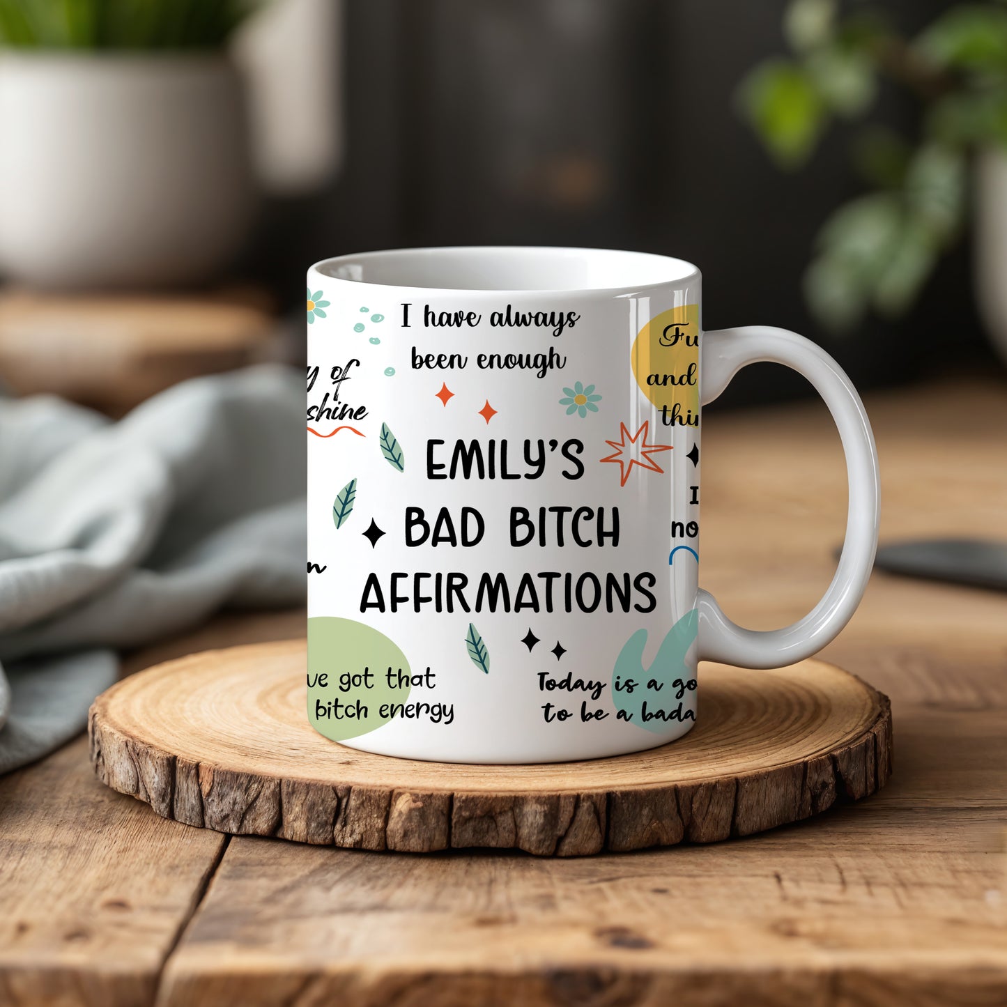 Custom Name Bad Bitch Coffee Mug, Motivation Swearing Cup