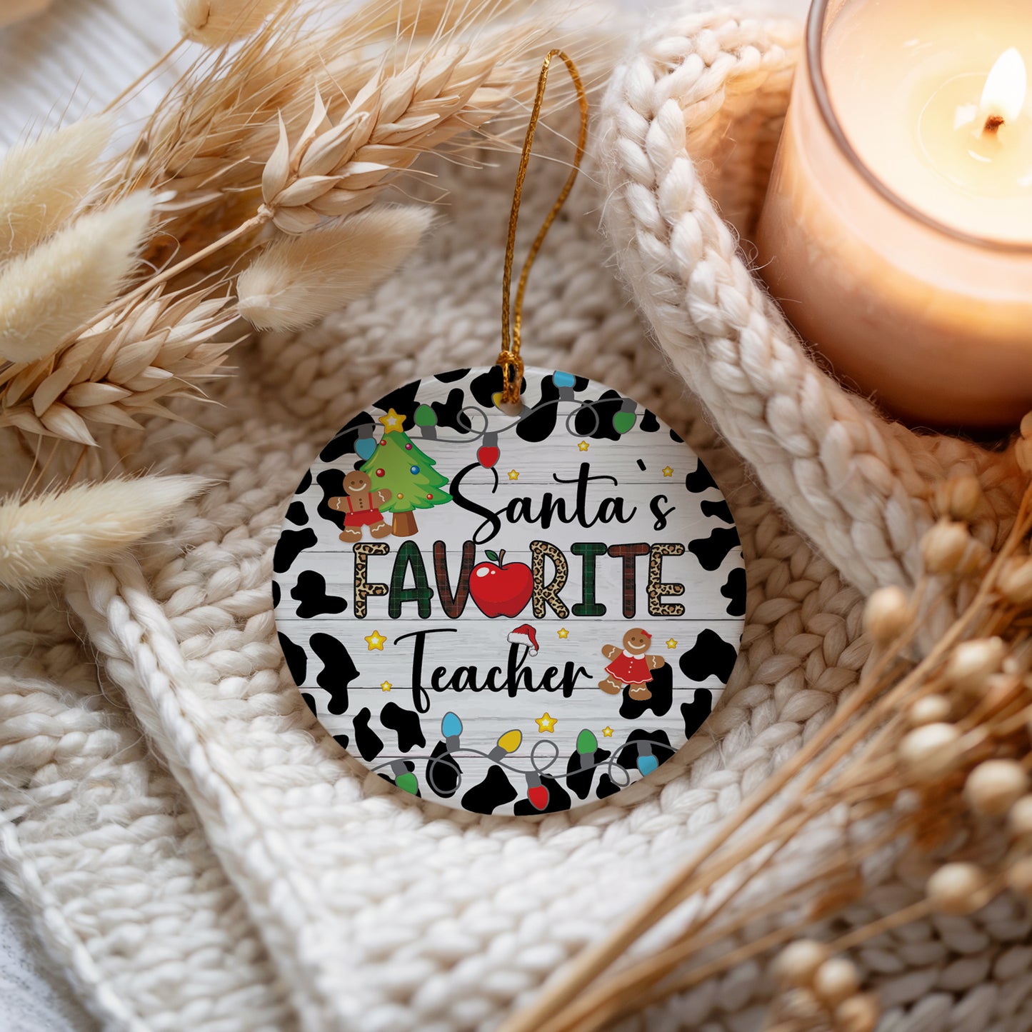 Santa's Favorite Teacher Ornament, Appreciation Gift, Class Keepsake, Christmas Bulk
