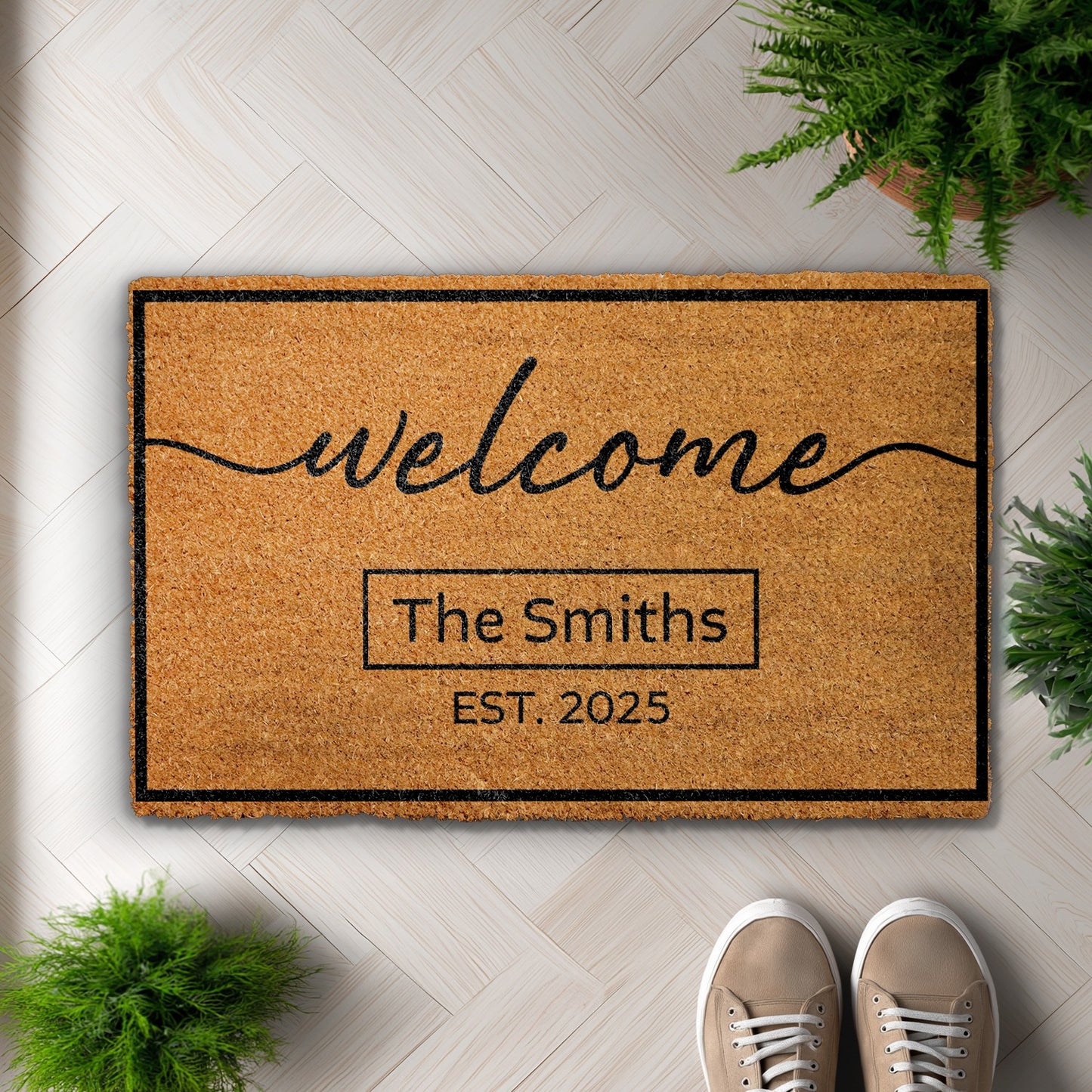 Personalized Family Welcome Doormat, Established Date, Front Porch Decor
