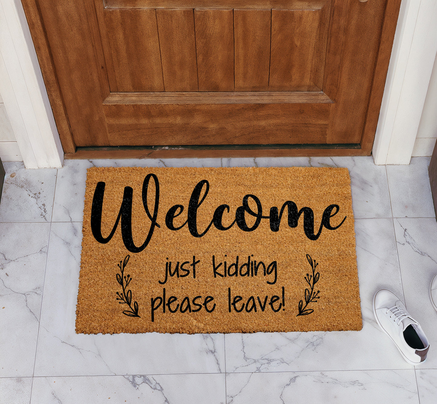Sarcastic Home Entrance Decor, Funny Go Away Welcome Mat!