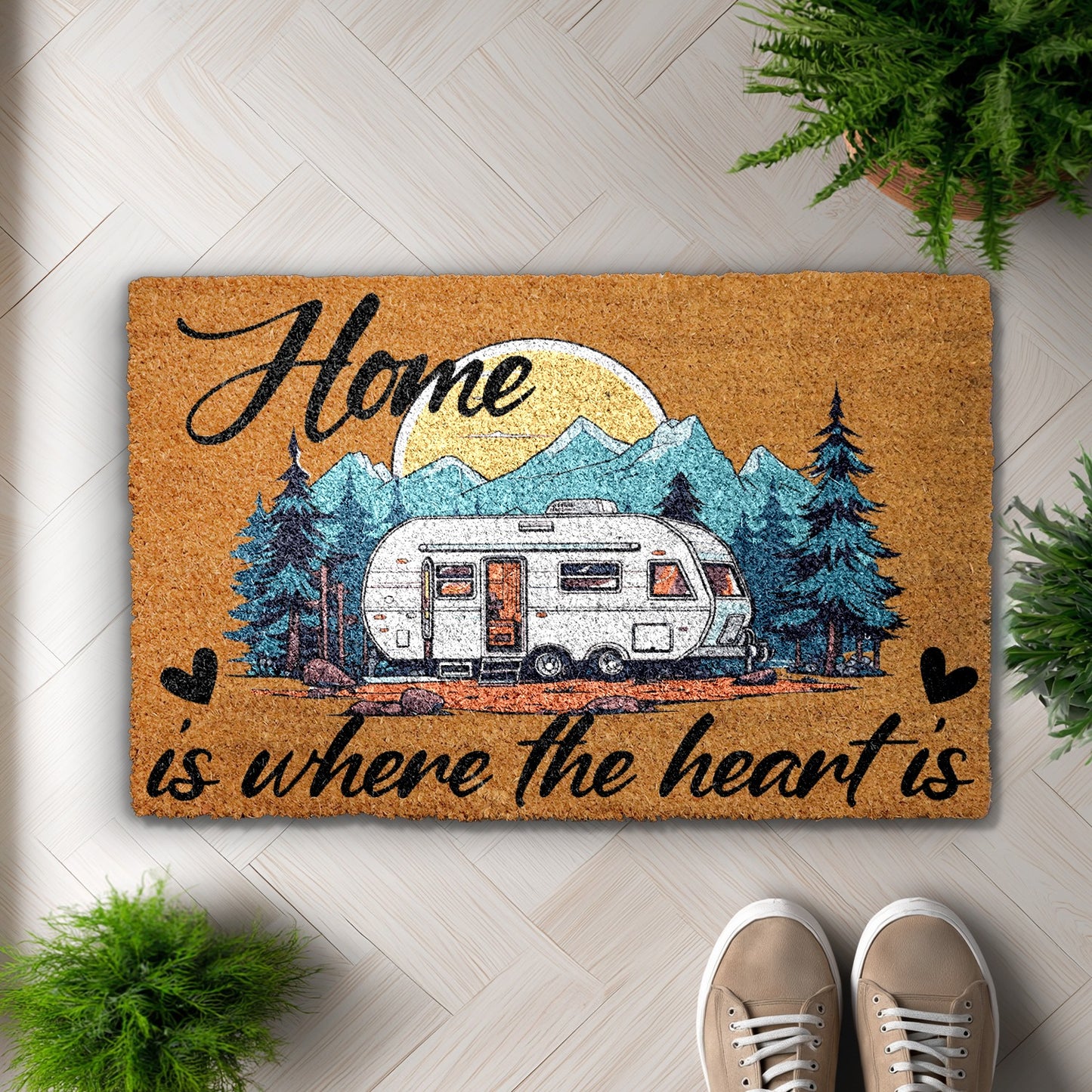 Mountain Landscape Rug, Welcome Home Doormat for RV Travel Lover