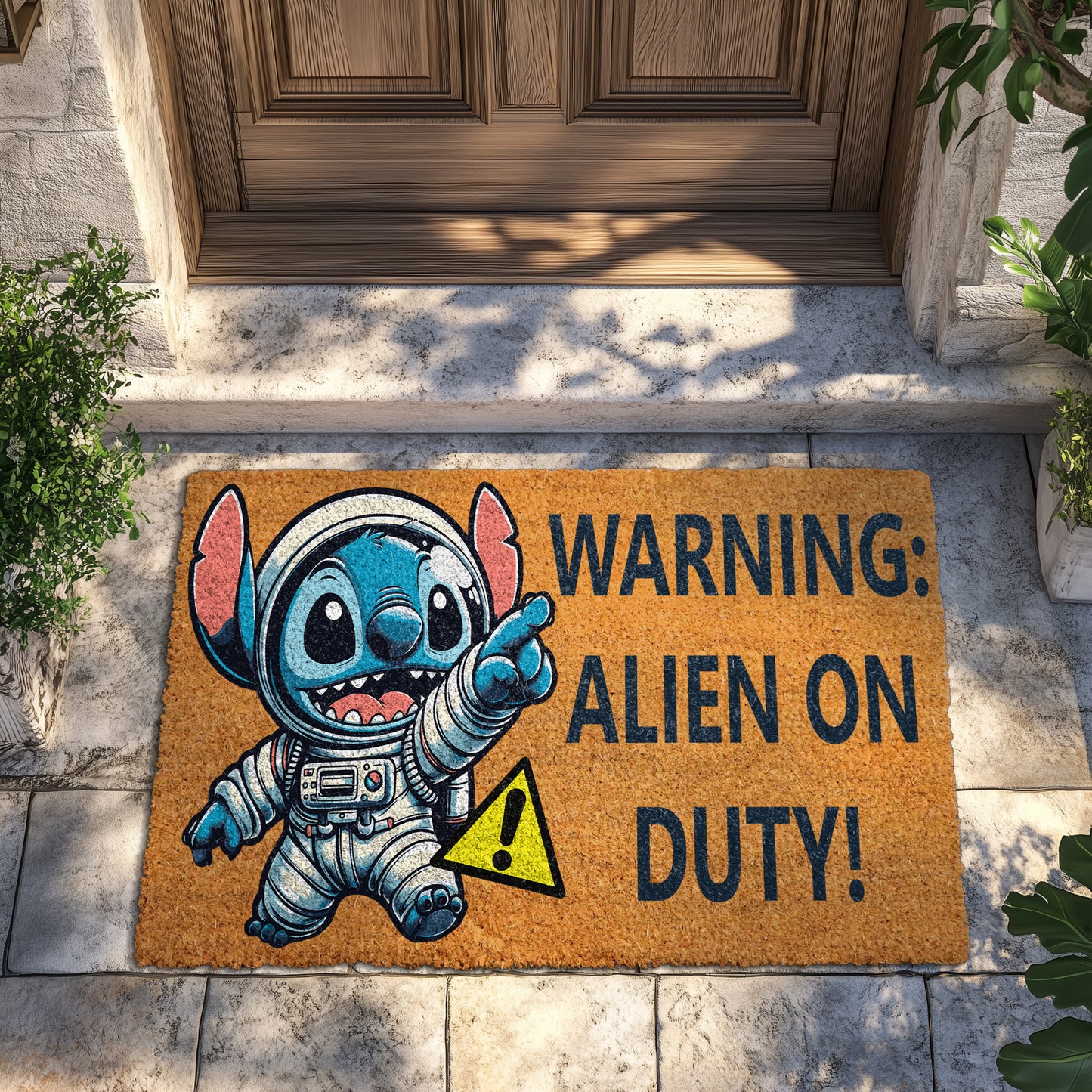 Stitch Astronaut Doormat: Alien Welcome Mat for Disney Fans