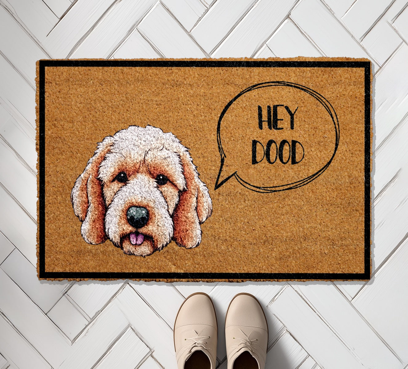 Goldendoodle Labrador Welcome Mat, Home Decor for Dog Lovers