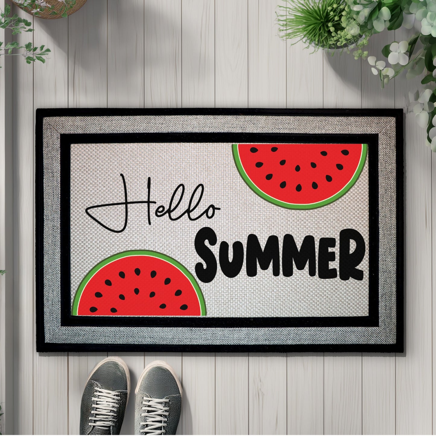 Cheerful Summer Watermelon Doormat, Funny Housewarming Welcome Mat