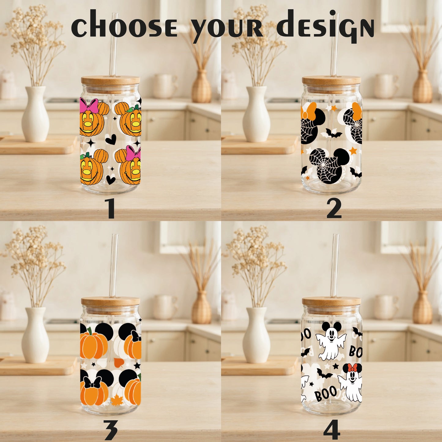 Mickey, Minnie Disney Halloween Can Tumbler - Spooky Season Giftware