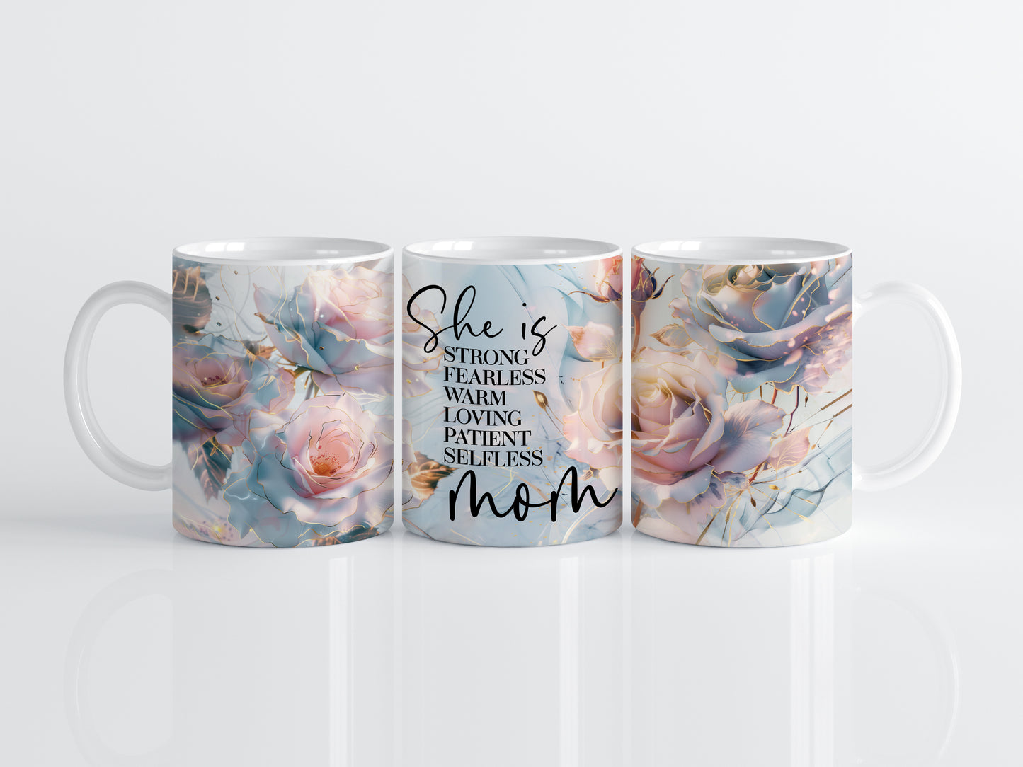 Flower Mom Ceramic Mug, Strong and Selfless Mother's Day Tea Cup